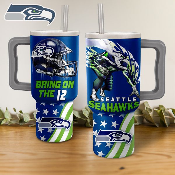 Seattle Seahawks NFL Custom Stanley Quencher 30oz-40oz Stainless Steel Tumbler Hot And Cold Tumbler