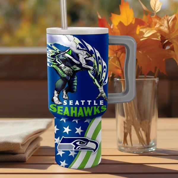 Seattle Seahawks NFL Custom Stanley Quencher 30oz-40oz Stainless Steel Tumbler Hot And Cold Tumbler - Image 2