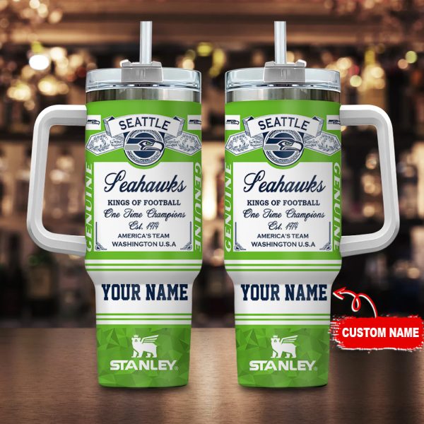 Seattle Seahawks NFL Kings Of Football Custom Stanley Quencher 30oz-40oz Stainless Steel Tumbler Hot And Cold Tumbler