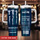 Seattle Seahawks NFL Energy Nutrition Facts Custom Stanley Quencher 30oz-40oz Stainless Steel Tumbler Hot And Cold Tumbler