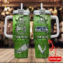 Seattle Seahawks NFL Metal Style Custom Stanley Quencher 30oz-40oz Stainless Steel Tumbler Hot And Cold Tumbler