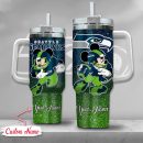 Seattle Seahawks NFL Mickey Mouse Glitter Custom Stanley Quencher 30oz-40oz Stainless Steel Tumbler Hot And Cold Tumbler
