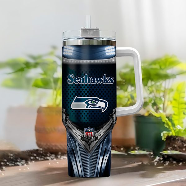 Seattle Seahawks NFL Nutrition Facts Custom Stanley Quencher 30oz-40oz Stainless Steel Tumbler Hot And Cold Tumbler - Image 2