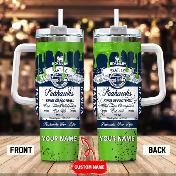 Seattle Seahawks NFL Kings Of Football Custom Stanley Quencher 30oz-40oz Stainless Steel Tumbler Hot And Cold Tumbler