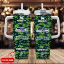 Seattle Seahawks NFL Camouflage Custom Stanley Quencher 30oz-40oz Stainless Steel Tumbler Hot And Cold Tumbler