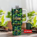 Seattle Seahawks NFL Camouflage Golden Logo Custom Stanley Quencher 30oz-40oz Stainless Steel Tumbler Hot And Cold Tumbler
