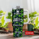 Seattle Seahawks NFL Camouflage Silver Logo Custom Stanley Quencher 30oz-40oz Stainless Steel Tumbler Hot And Cold Tumbler