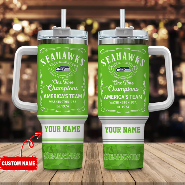 Seattle Seahawks NFL Custom Stanley Quencher 30oz-40oz Stainless Steel Tumbler Hot And Cold Tumbler