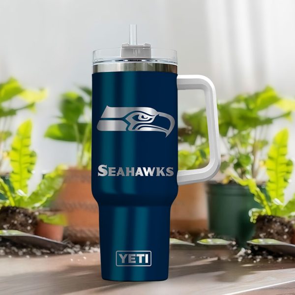 Seattle Seahawks NFL Laser Engraved Effect Custom Stanley Quencher 30oz-40oz Stainless Steel Tumbler Hot And Cold Tumbler - Image 2