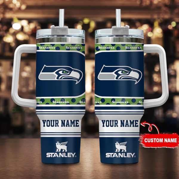 Seattle Seahawks NFL Custom Stanley Quencher 30oz-40oz Stainless Steel Tumbler Hot And Cold Tumbler