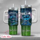 NFL Seattle Seahawks Stitch Glitter Custom Stanley Quencher 30oz-40oz Stainless Steel Tumbler Hot And Cold Tumbler