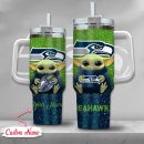 NFL Seattle Seahawks Baby Yoda Custom Stanley Quencher 30oz-40oz Stainless Steel Tumbler Hot And Cold Tumbler