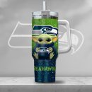 NFL Seattle Seahawks Baby Yoda Custom Stanley Quencher 30oz-40oz Stainless Steel Tumbler Hot And Cold Tumbler