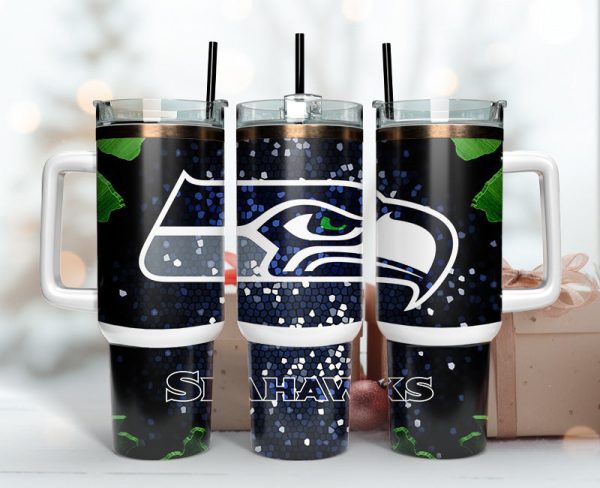 Seattle Seahawks NFL Stained Glass Effect Custom Stanley Quencher 30oz-40oz Stainless Steel Tumbler Hot And Cold Tumbler