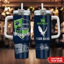 Seattle Seahawks NFL Silver Logo Custom Stanley Quencher 30oz-40oz Stainless Steel Tumbler Hot And Cold Tumbler