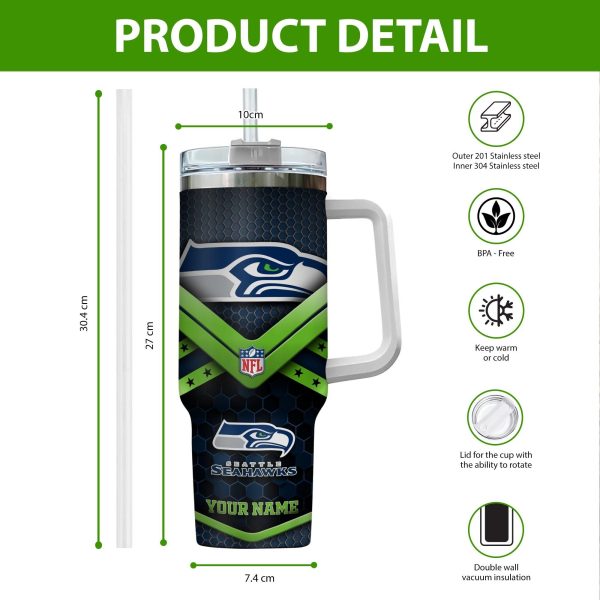 Seattle Seahawks NFL Custom Stanley Quencher 30oz-40oz Stainless Steel Tumbler Hot And Cold Tumbler - Image 2