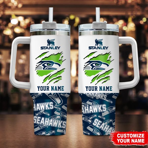 Seattle Seahawks NFL Custom Stanley Quencher 30oz-40oz Stainless Steel Tumbler Hot And Cold Tumbler