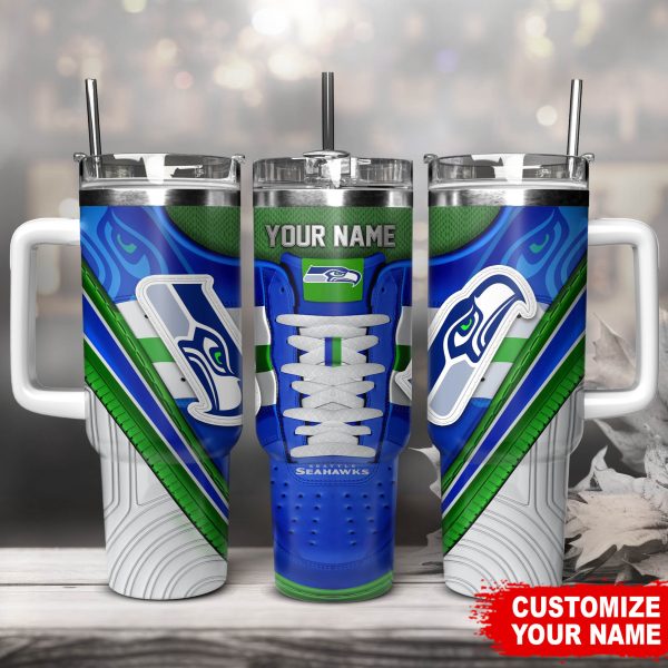Seattle Seahawks NFL Sneaker Custom Stanley Quencher 30oz-40oz Stainless Steel Tumbler Hot And Cold Tumbler
