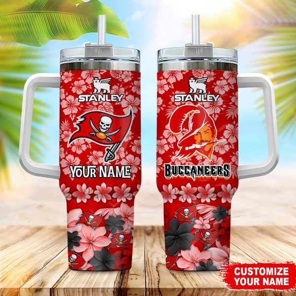 Tampa Bay Buccaneers NFL Tropical Floral Custom Stanley Quencher 30oz-40oz Stainless Steel