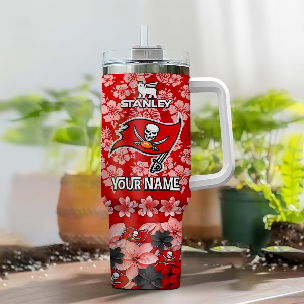 Tampa Bay Buccaneers NFL Tropical Floral Custom Stanley Quencher 30oz-40oz Stainless Steel - Image 2