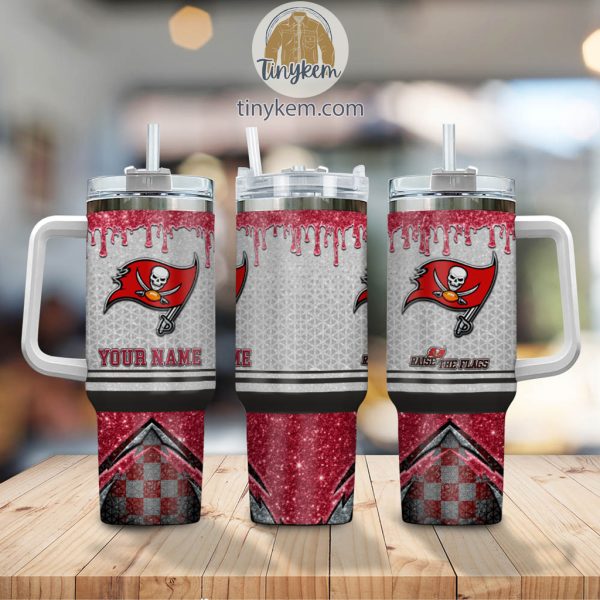 Tampa Bay Buccaneers Glitter NFL Custom Stanley Quencher 30oz-40oz Stainless Steel Tumbler Hot And Cold Tumbler - Image 2