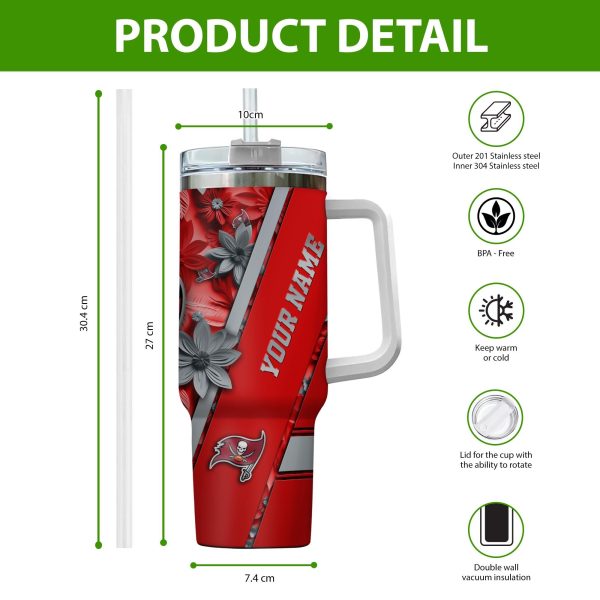 Tampa Bay Buccaneers NFL Custom Stanley Quencher 30oz-40oz Stainless Steel Tumbler Hot And Cold Tumbler - Image 2