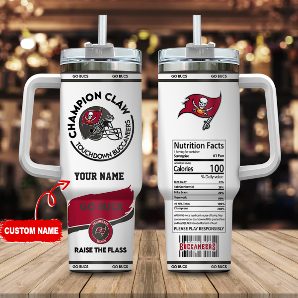 Tampa Bay Buccaneers NFL Champion Claw Custom Stanley Quencher 30oz-40oz Stainless Steel Tumbler Hot And Cold Tumbler