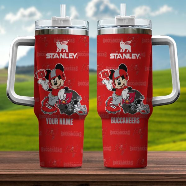 Tampa Bay Buccaneers NFL Mickey Mouse Custom Stanley Quencher 30oz-40oz Stainless Steel Tumbler Hot And Cold Tumbler