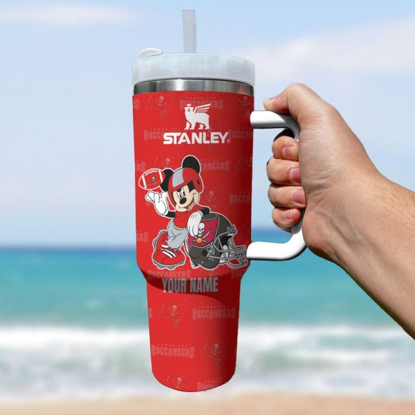 Tampa Bay Buccaneers NFL Mickey Mouse Custom Stanley Quencher 30oz-40oz Stainless Steel Tumbler Hot And Cold Tumbler - Image 2