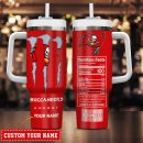 Tampa Bay Buccaneers NFL Energy Nutrition Facts Custom Stanley Quencher 30oz-40oz Stainless Steel Tumbler Hot And Cold Tumbler