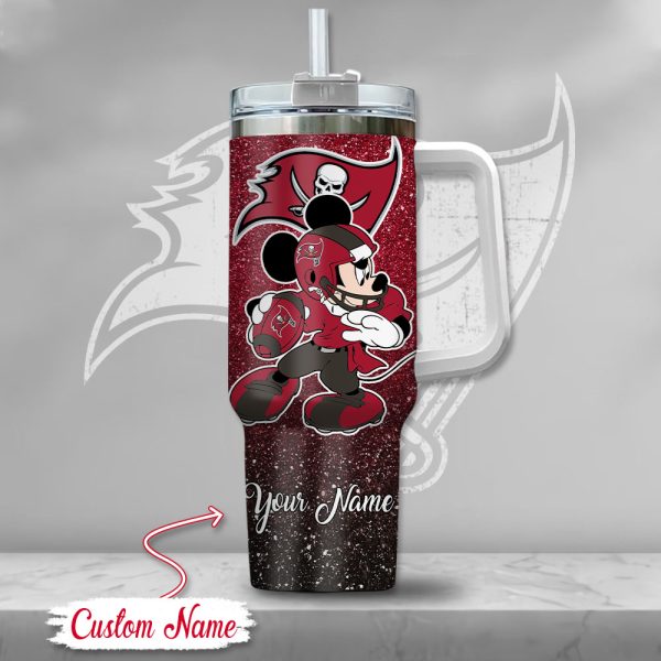 Tampa Bay Buccaneers NFL Mickey Mouse Glitter Custom Stanley Quencher 30oz-40oz Stainless Steel Tumbler Hot And Cold Tumbler - Image 2