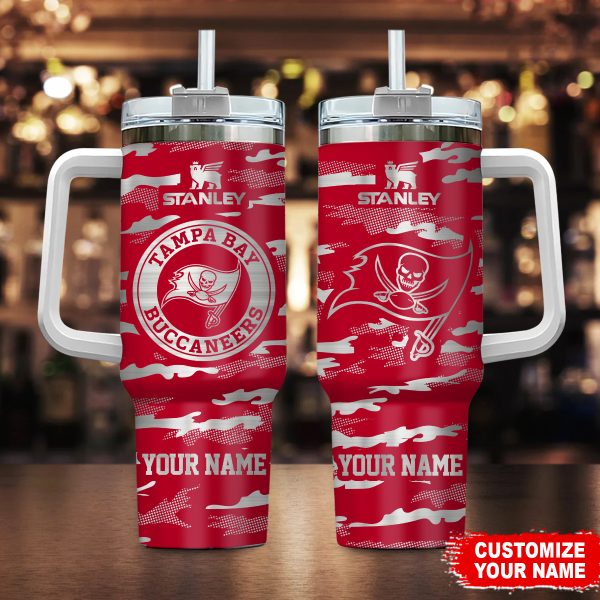 Tampa Bay Buccaneers NFL Camo Pattern Custom Stanley Quencher 30oz-40oz Stainless Steel Tumbler Hot And Cold Tumbler