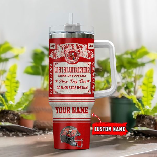 Tampa Bay Buccaneers NFL Vintage Kings Of Football Custom Stanley Quencher 30oz-40oz Stainless Steel Tumbler Hot And Cold Tumbler - Image 2