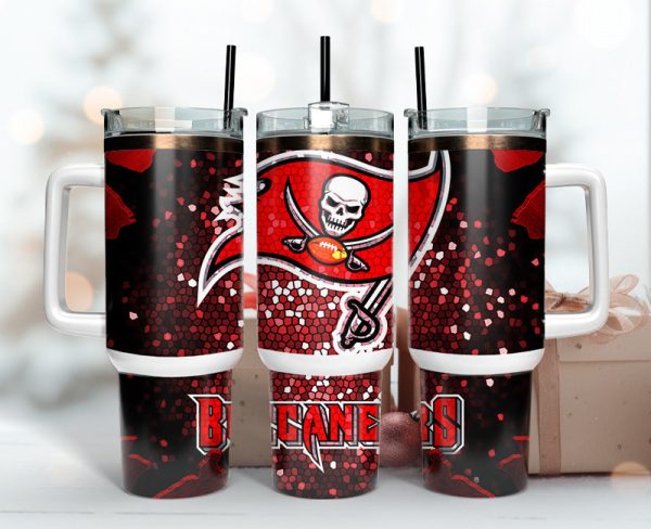 Tampa Bay Buccaneers NFL Stained Glass Effect Custom Stanley Quencher 30oz-40oz Stainless Steel Tumbler Hot And Cold Tumbler