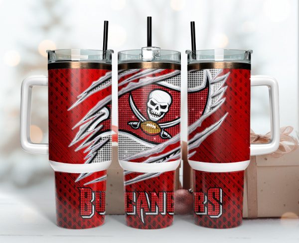 Tampa Bay Buccaneers NFL Bling Effect Custom Stanley Quencher 30oz-40oz Stainless Steel Tumbler Hot And Cold Tumbler