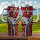 Tampa Bay Buccaneers NFL Glitter Leopard Print Custom Stanley Quencher 30oz-40oz Stainless Steel Tumbler Hot And Cold Tumbler