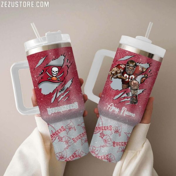 Tampa Bay Buccaneers NFL Custom Stanley Quencher 30oz-40oz Stainless Steel Tumbler Hot And Cold Tumbler