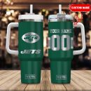 New York Jets NFL Laser Engraved Effect Custom Stanley Quencher 30oz-40oz Stainless Steel Tumbler Hot And Cold Tumbler