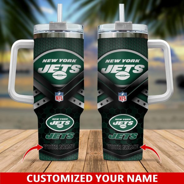 New York Jets NFL Custom Stanley Quencher 30oz-40oz Stainless Steel Tumbler Hot And Cold Tumbler