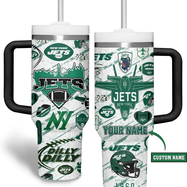 New York Jets NFL Custom Stanley Quencher 30oz-40oz Stainless Steel Tumbler Hot And Cold Tumbler