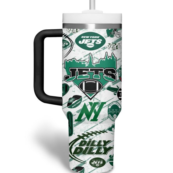 New York Jets NFL Custom Stanley Quencher 30oz-40oz Stainless Steel Tumbler Hot And Cold Tumbler - Image 2