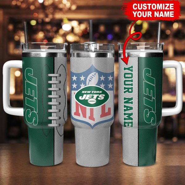 New York Jets NFL Custom Stanley Quencher 30oz-40oz Stainless Steel Tumbler Hot And Cold Tumbler - Image 2