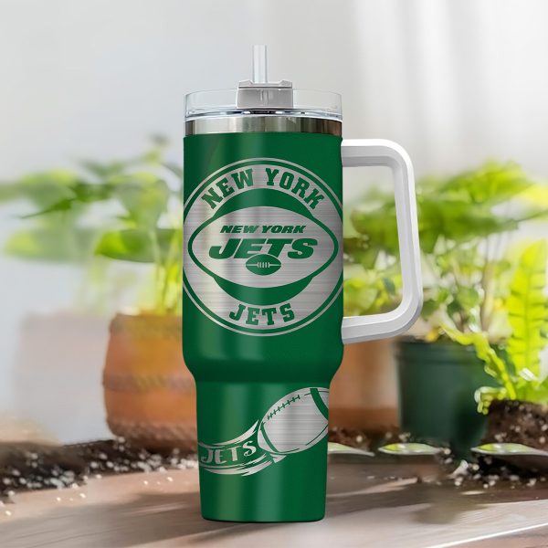 New York Jets NFL Custom Stanley Quencher 30oz-40oz Stainless Steel Tumbler Hot And Cold Tumbler - Image 2