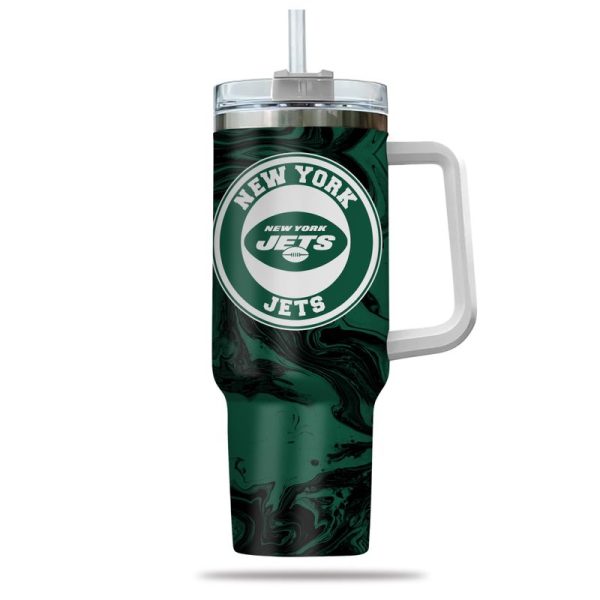 New York Jets NFL Custom Stanley Quencher 30oz-40oz Stainless Steel Tumbler Hot And Cold Tumbler - Image 2