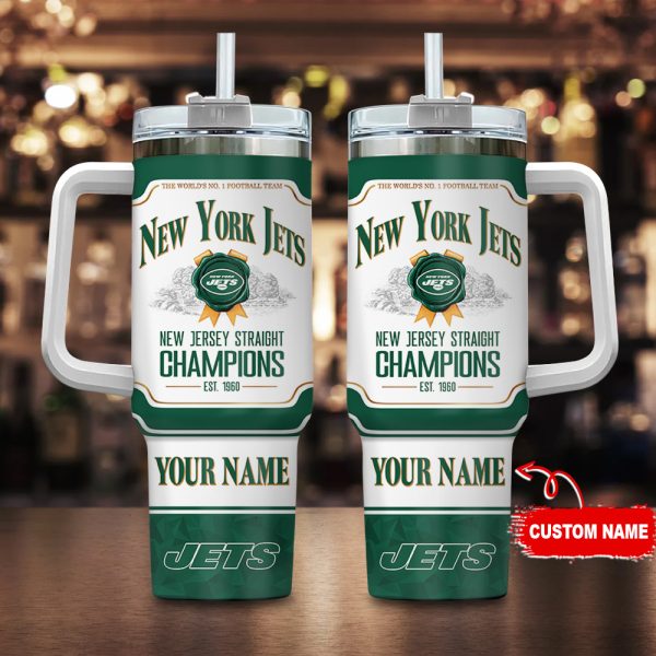 New York Jets NFL Jim Beam Custom Stanley Quencher 30oz-40oz Stainless Steel Tumbler Hot And Cold Tumbler