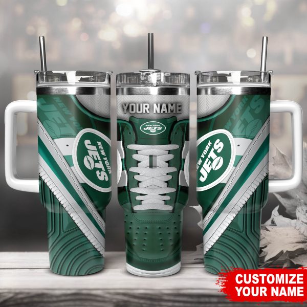 New York Jets NFL Sneaker Custom Stanley Quencher 30oz-40oz Stainless Steel Tumbler Hot And Cold Tumbler