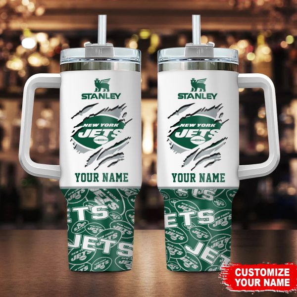 New York Jets NFL Custom Stanley Quencher 30oz-40oz Stainless Steel Tumbler Hot And Cold Tumbler