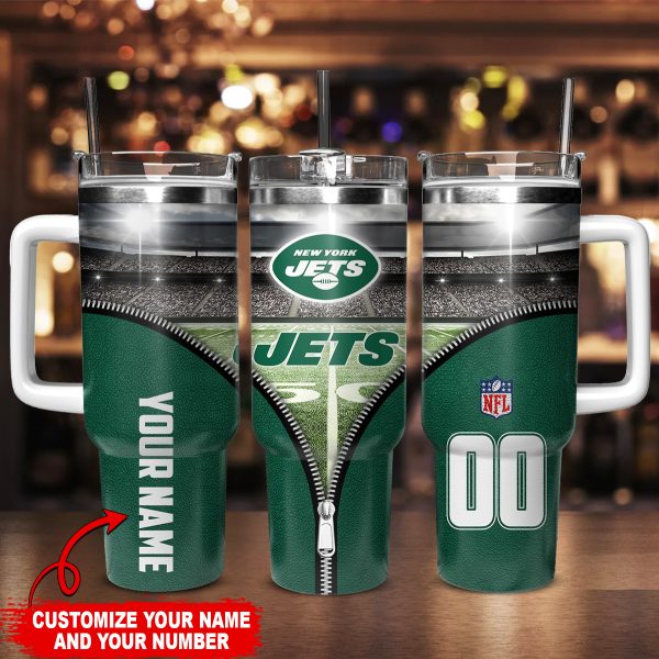New York Jets NFL Custom Stanley Quencher 30oz-40oz Stainless Steel Tumbler Hot And Cold Tumbler - Image 2