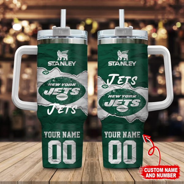 New York Jets NFL Custom Stanley Quencher 30oz-40oz Stainless Steel Tumbler Hot And Cold Tumbler
