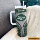 New York Jets NFL Glitter Leopard Print Custom Stanley Quencher 30oz-40oz Stainless Steel Tumbler Hot And Cold Tumbler